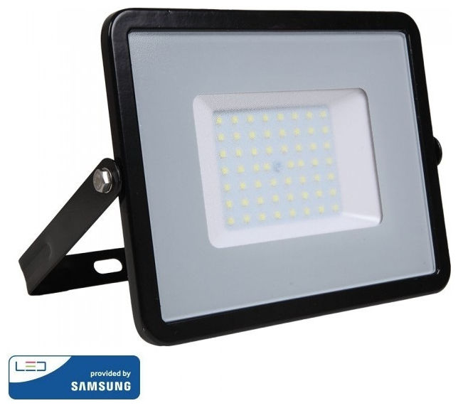 V-TAC Προβολέας LED SMD Slim 50W 100° 5750lm IP65 Samsung Chip G2 High Lumen Μαύρο Σώμα Ψυχρό Λευκό 21761