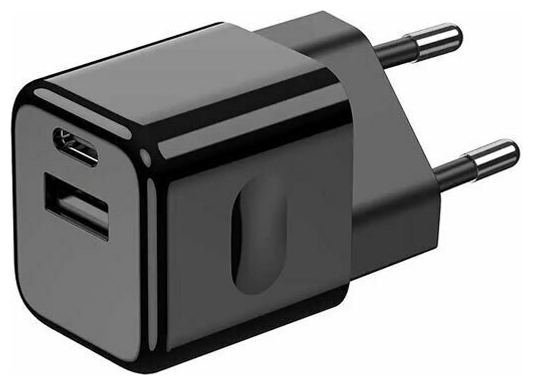 V-TAC Αντάπτορας ταχυφορτιστής ταξιδίου 20W δύο θυρών USB & Type-C με μαύρο σώμα 6677
